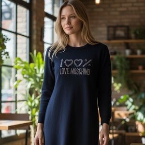 Love Moschino Dark Blue Knit Dress